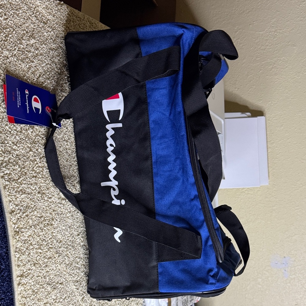Champion Black and Blue Duffel Bag